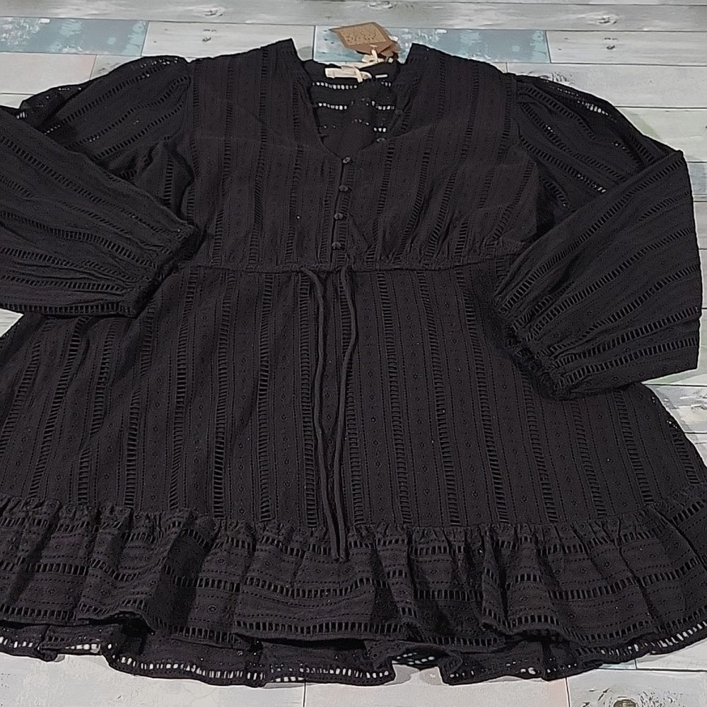 Forever That Girl  Anthropologie Black Crochet Dress sz X-Large NWT